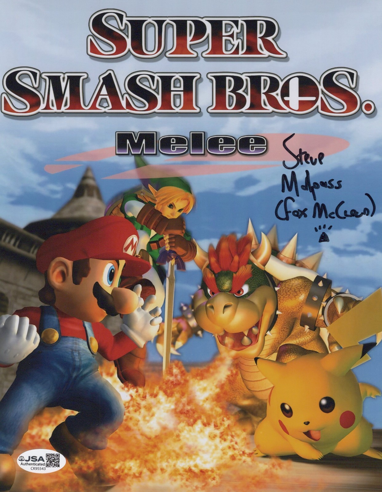 Steve Malpass Signed 8×10 Super Smash Bros Melee Fox McCloud Photo Auto JSA COA