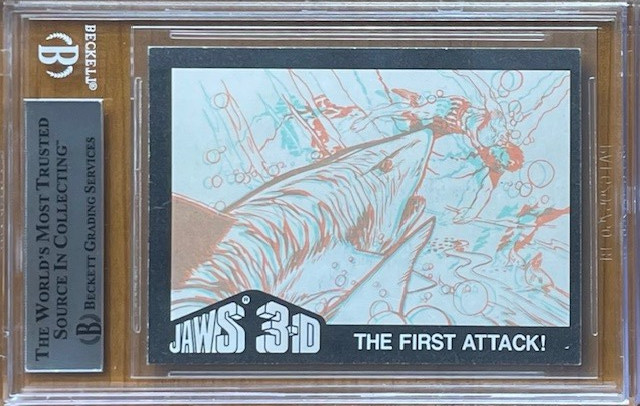 BESS ARMSTRONG SIGNED 1983 TOPPS JAWS 3-D MOVIE CARD #3 BAS BGS AUTOGRAPH AUTO