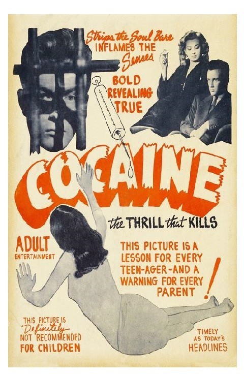 COCAINE POSTER drug PROPAGANDA Counter Culture FILM 1940 THRILLER Adult Nude #1