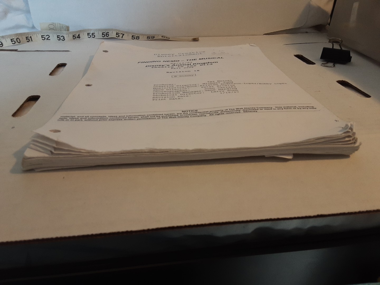 RARE Disney Finding Nemo Musical Rev 18 Draft 17 Script 6/13/07 Animal Kingdom