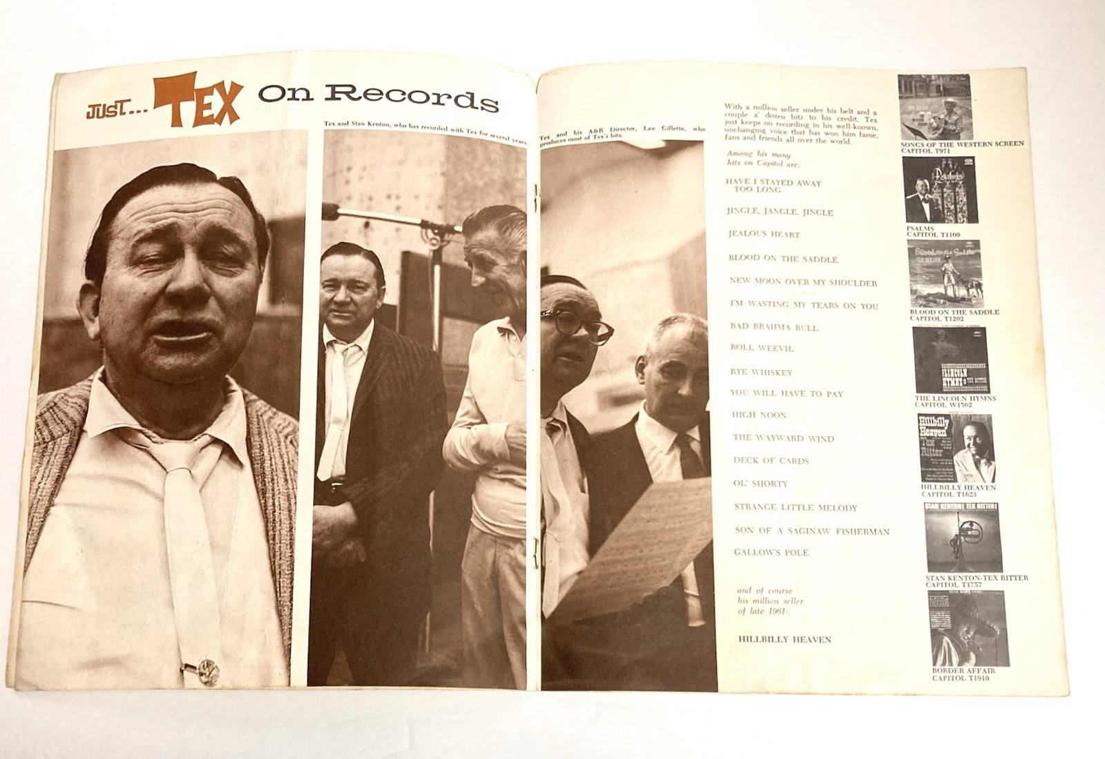 TEX RITTER Autographed Program from 1965