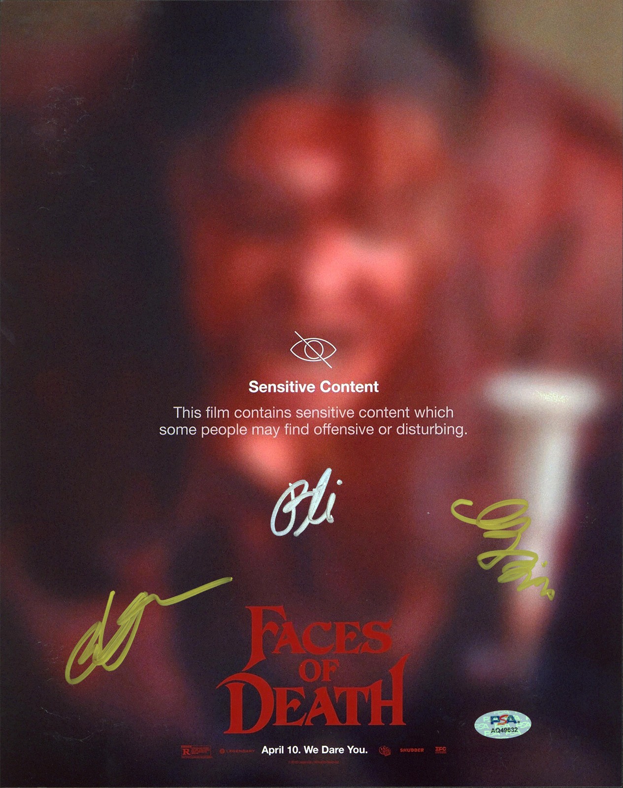 Faces Of Death (3) Ferreira, Goldhaber & Mazzei Signed 11×14 Photo PSA #AQ49632