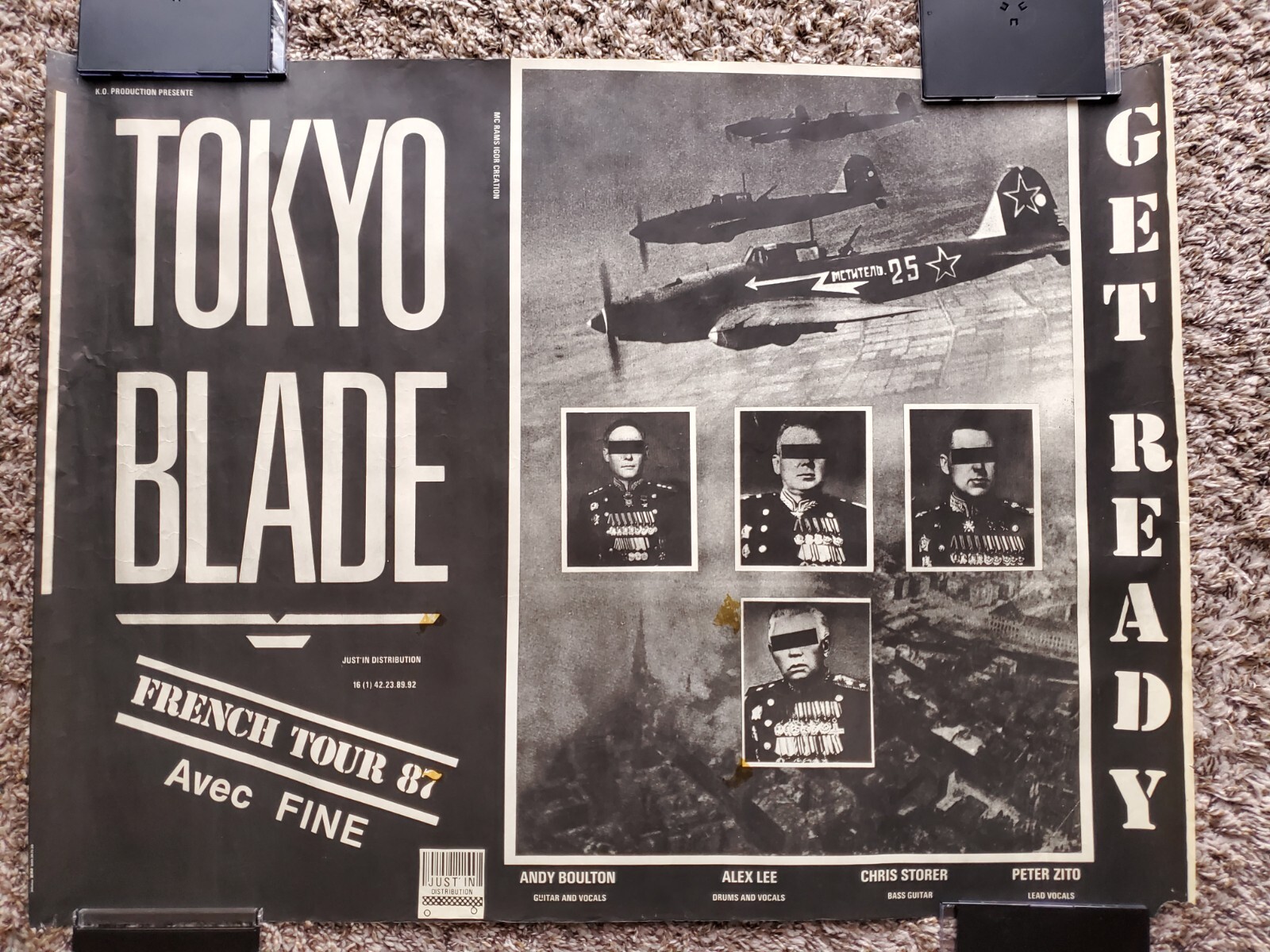 Vintage TOKYO BLADE 1987 French Tour Street Poster 32×24 ULTRA RARE 80’s METAL