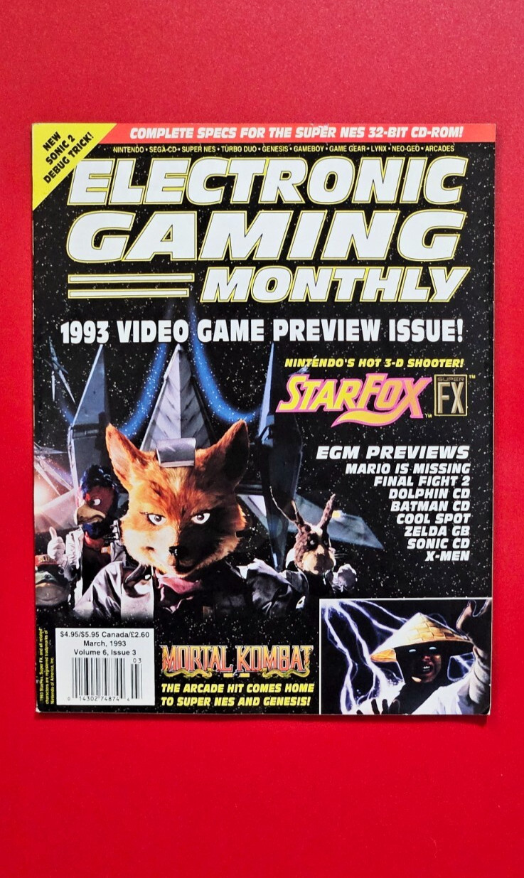 ELECTRONIC GAMING MONTHLY #44 March 1993 Vintage Magazine Star Fox Excellent!