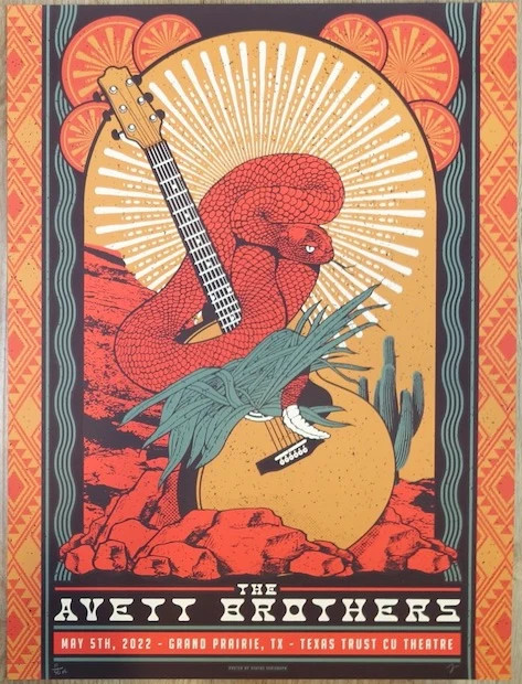 2022 The Avett Brothers – Grand Prairie Concert Poster by Status Serigraph