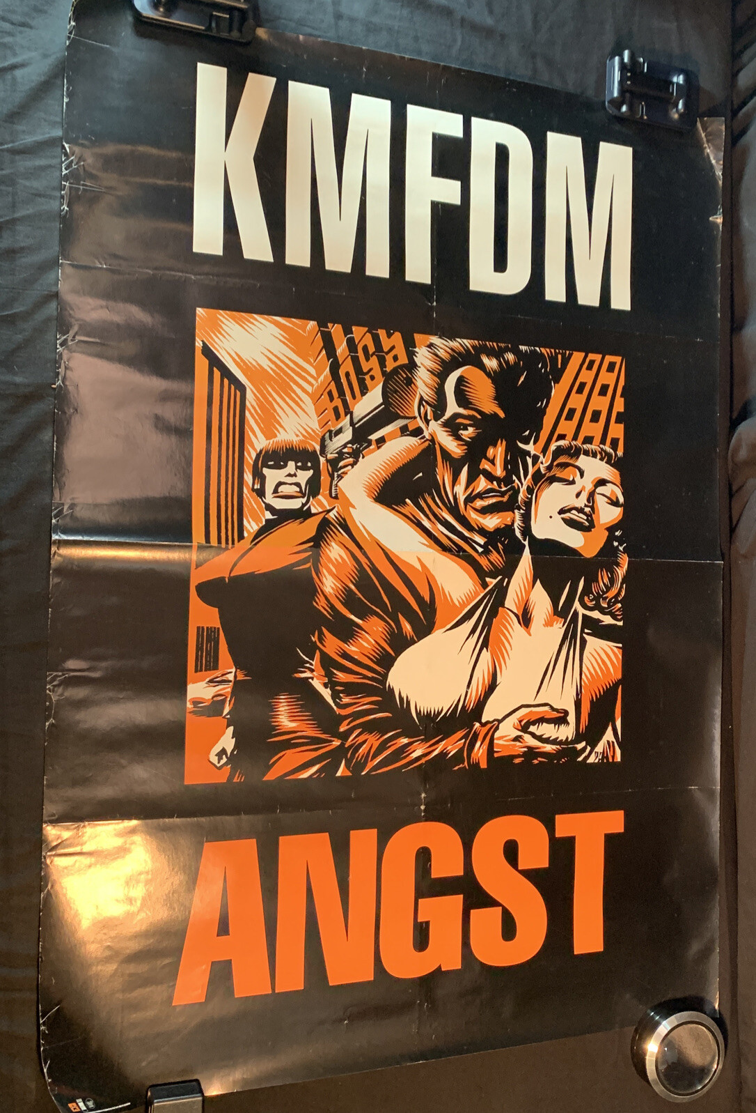 KMFDM GOD LIKE INDUSTRIAL VINTAGE POSTER RARE GOTH WORLD 1993 Wax Trax TVT