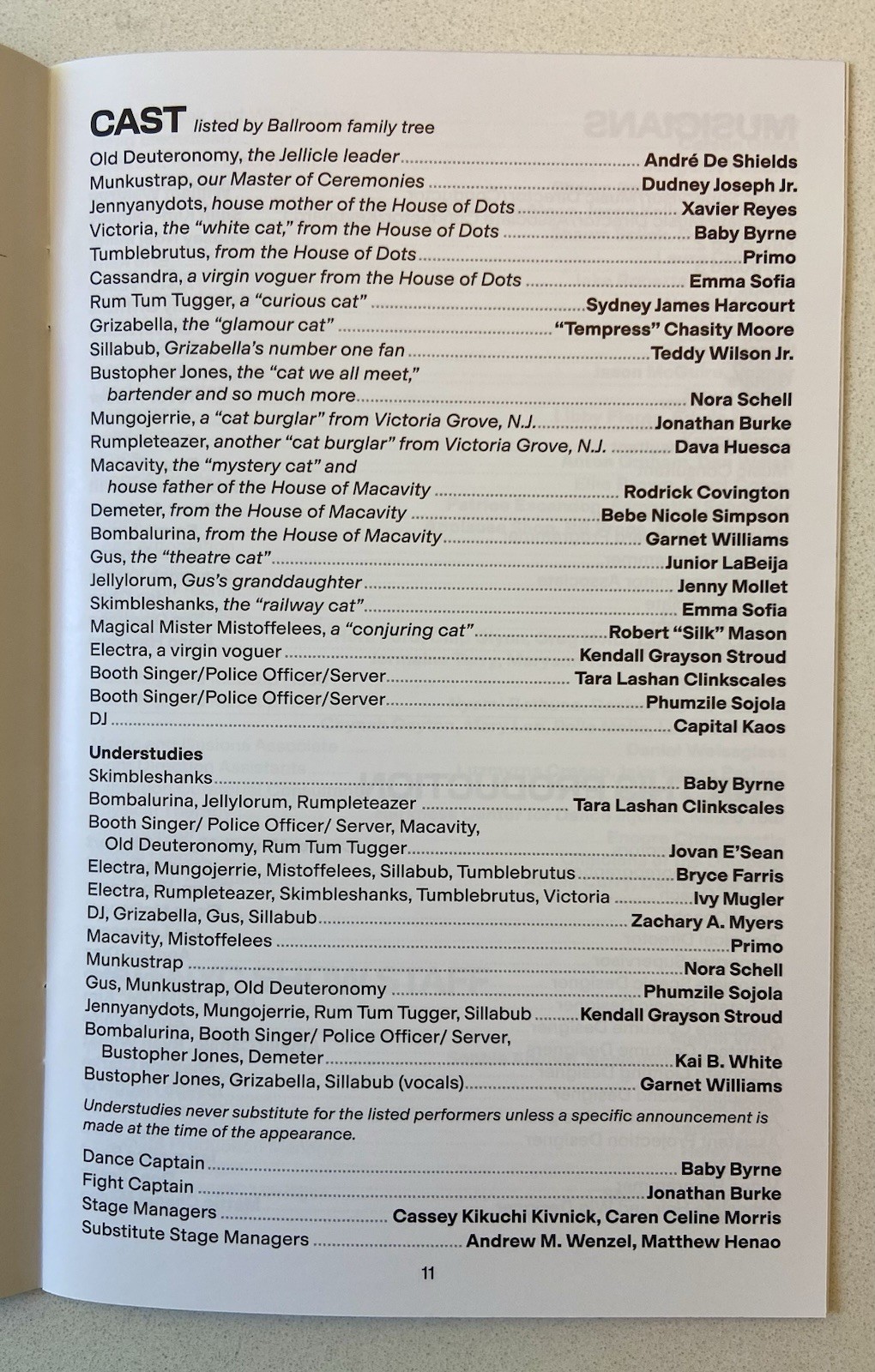 Cats “The Jellicle Ball” Program / Playbill PAC NYC Pre Broadway Andre DeShields