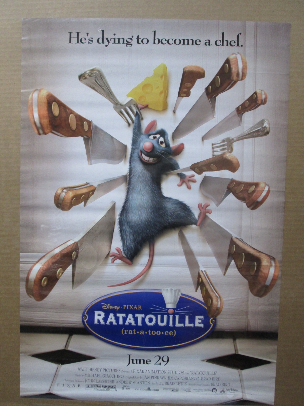 Vintage 2007 Pixar Disney Ratatouille movie poster 15779