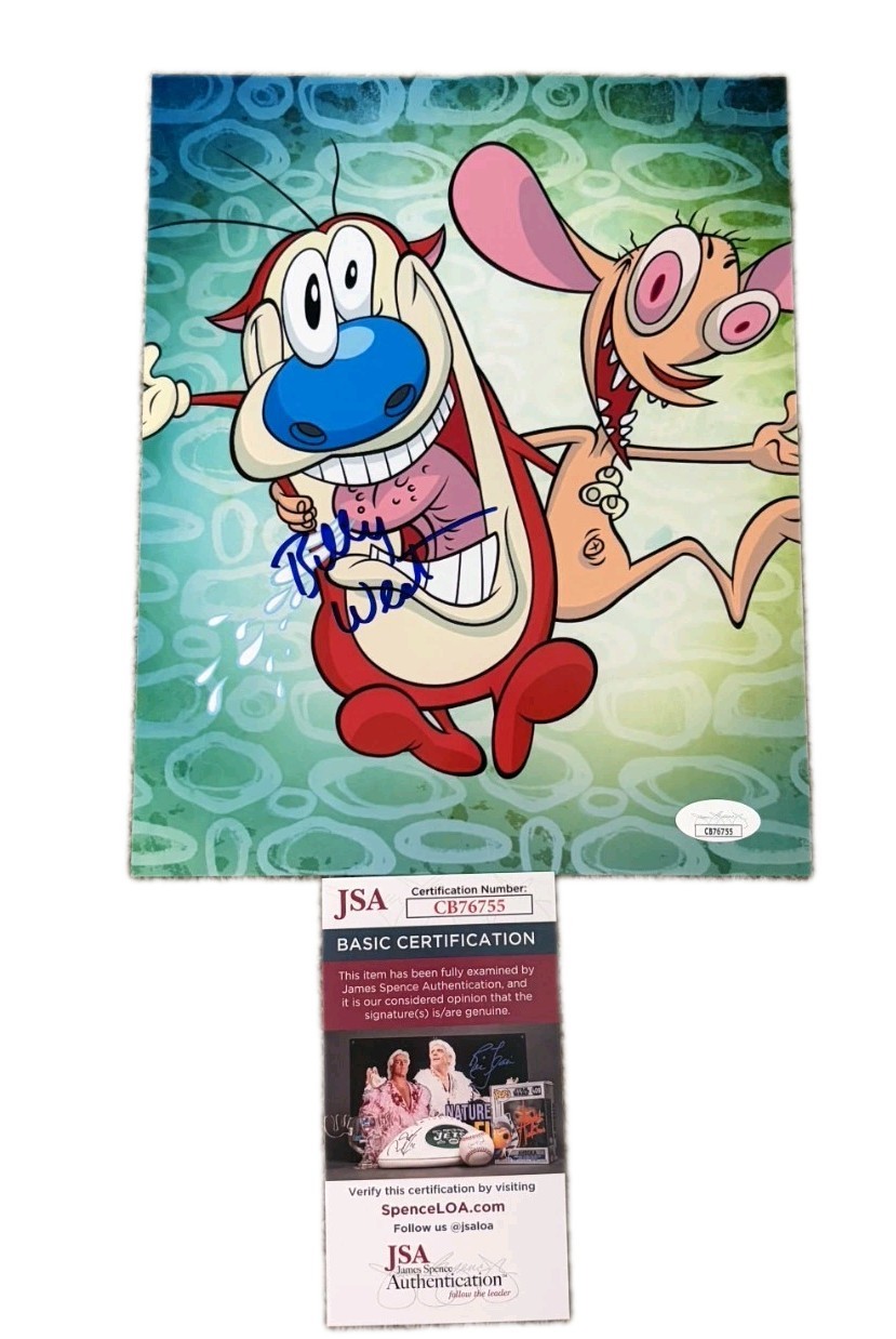 BILLY WEST SIGNED 8X10 PHOTO REN AND STIMPY W/JSA AUTHENTICATED COA FREE SHIPPIN