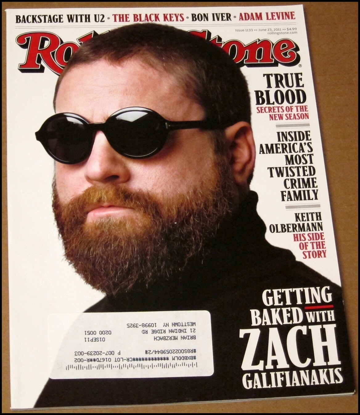 6/23/2011 Rolling Stone Magazine Zach Galifianakis Bon Iver Justin Vernon U2