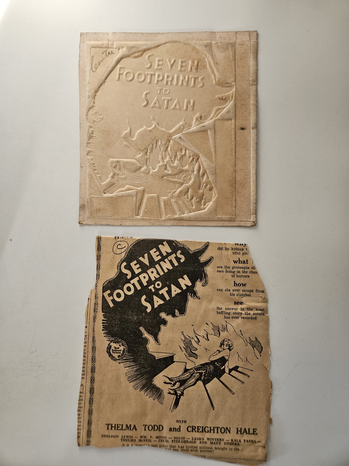 Seven Footsteps To Satan 1929 Movie Printing Mold Flong For Ads