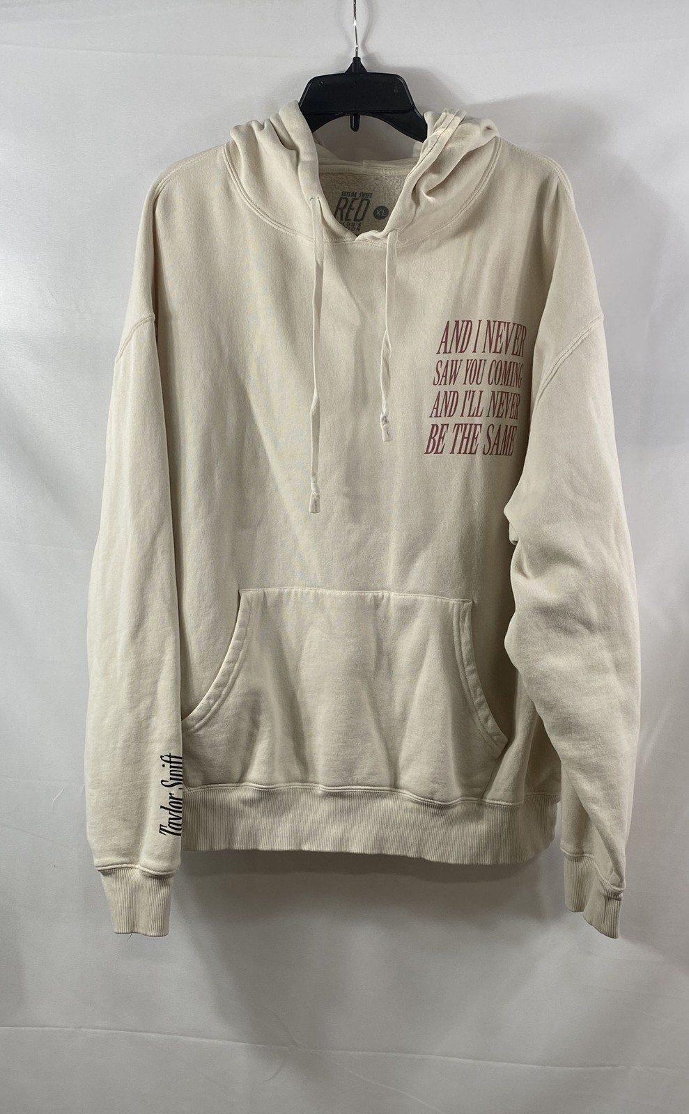 Taylor Swift Red Taylor’s Version State of Grace Lyrics Hoodie Cream Sz XL