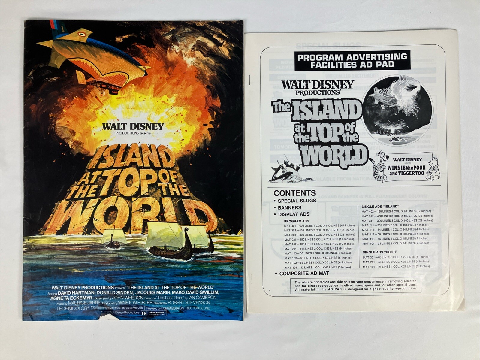 Island at the Top of the World ORIGINAL US Campaign Book Walt Disney 1974