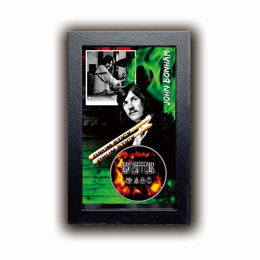 Led Zeppelin Shadow Box Frame Set with 15cm Miniature Guitars Band Display Decor