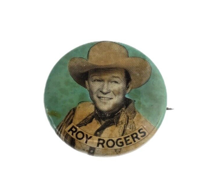 Roy Rogers 1950s Pin Pinback Button TV Show Western Green