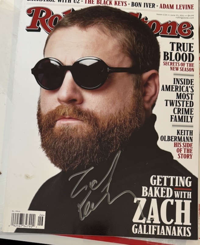 Zach Galifianakis , Signed Autographed Rolling Stone Magazine