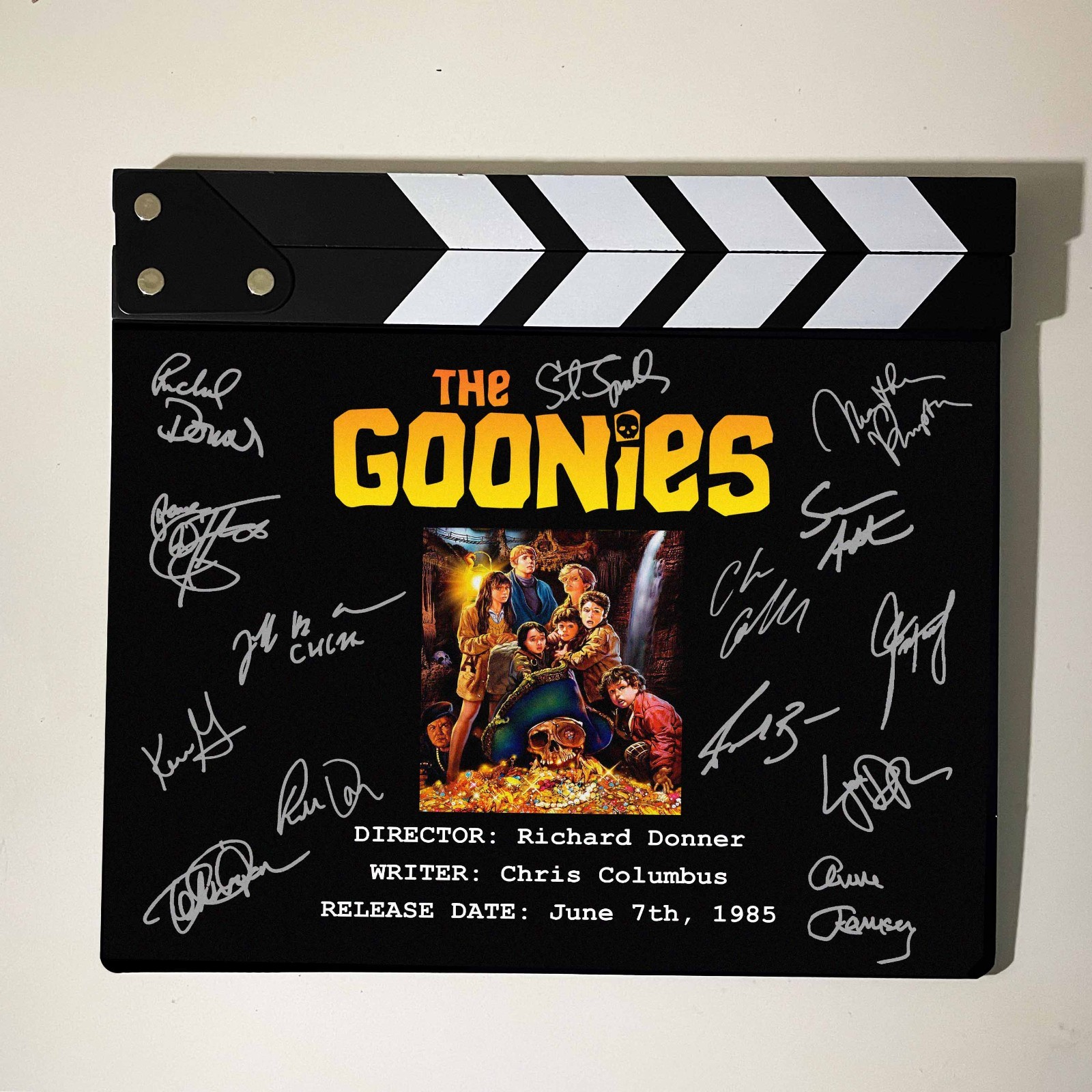 The Goonies Autographed Signed Facsimile Clap Board Prop – Iconic 80s Adventure