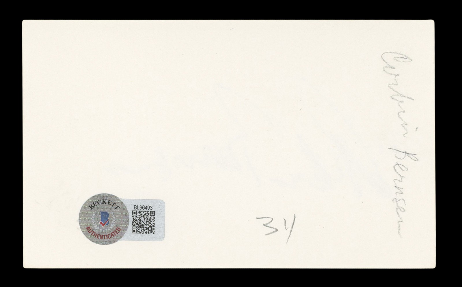 Corbin Bernsen Major League Authentic Signed 3×5 Index Card BAS #BL96493