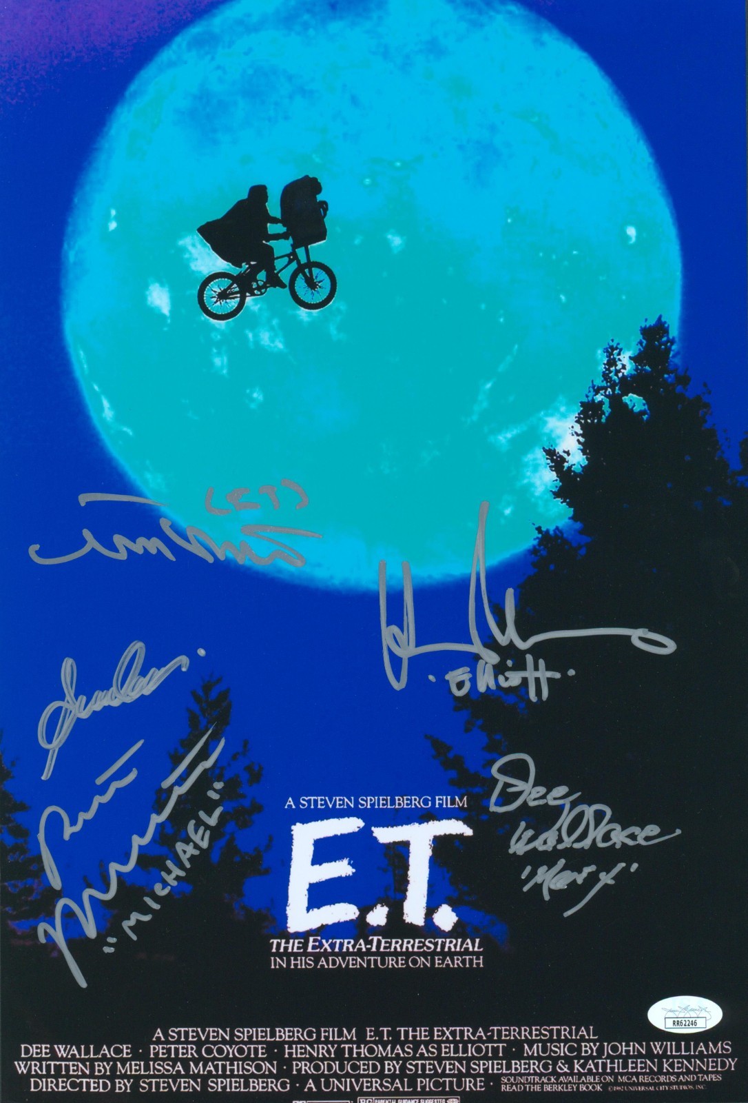 Henry Thomas +4 Cast Signed 10×15 E.T. Extra-Terrestrial Autograph Photo JSA COA