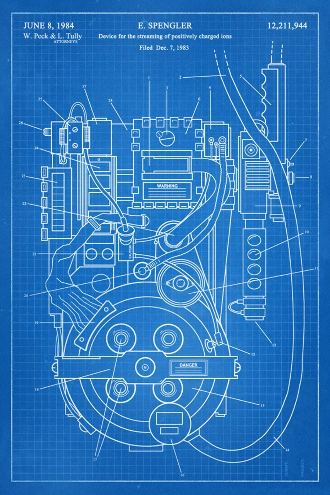 1984 Ghostbusters Egon Spengler’s Proton Pack Patent Office Poster/Print 👻🌆🍿