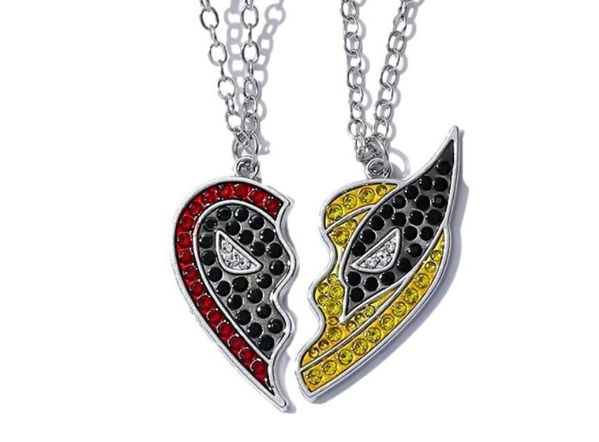 Deadpool and Wolverine BFF 2 pc Beaded Rhinestone Metal Pendant Necklaces