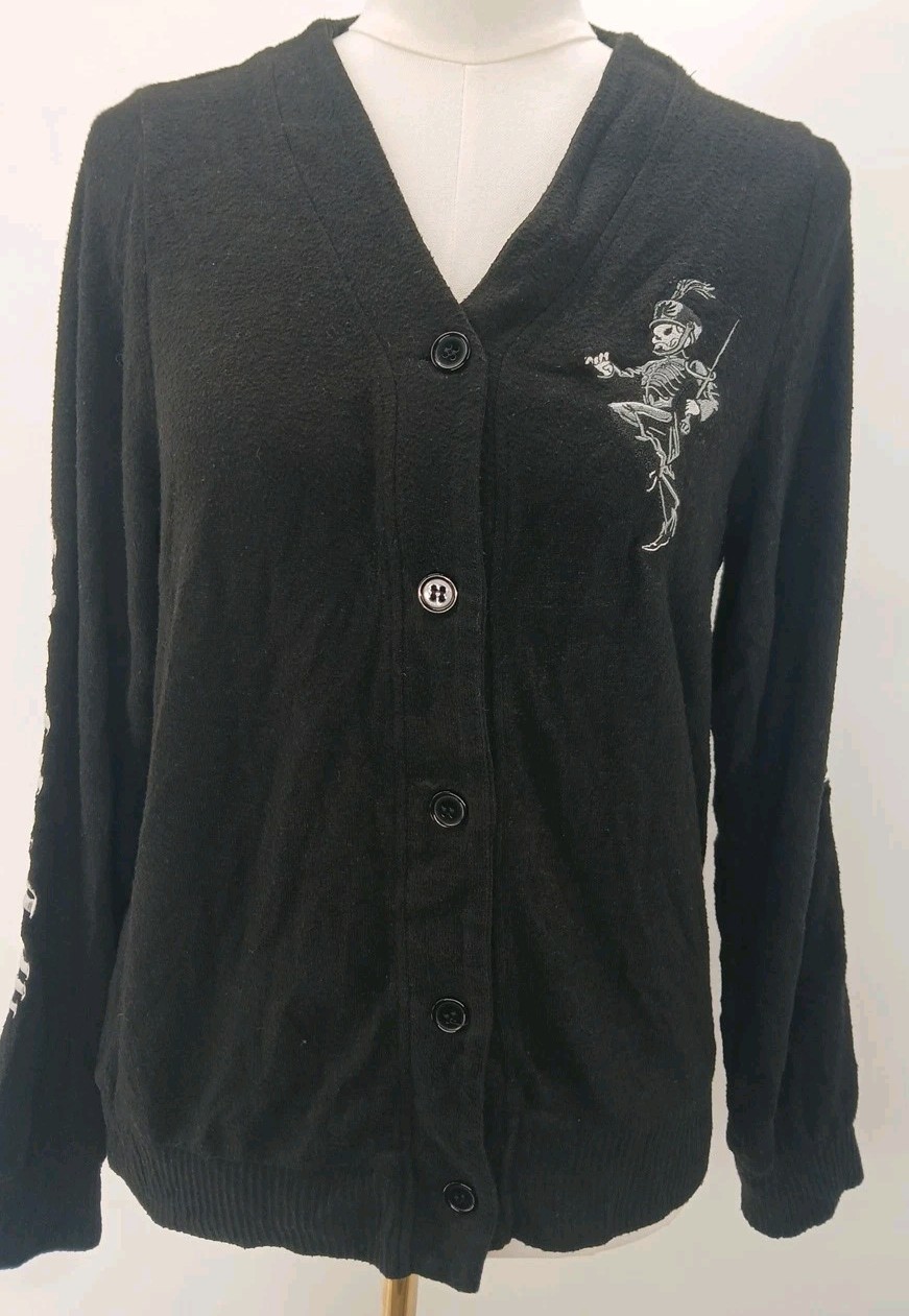 My Chemical Romance Dancing/ Band Skeleton Black Button Up Cardigan Medium Y2K