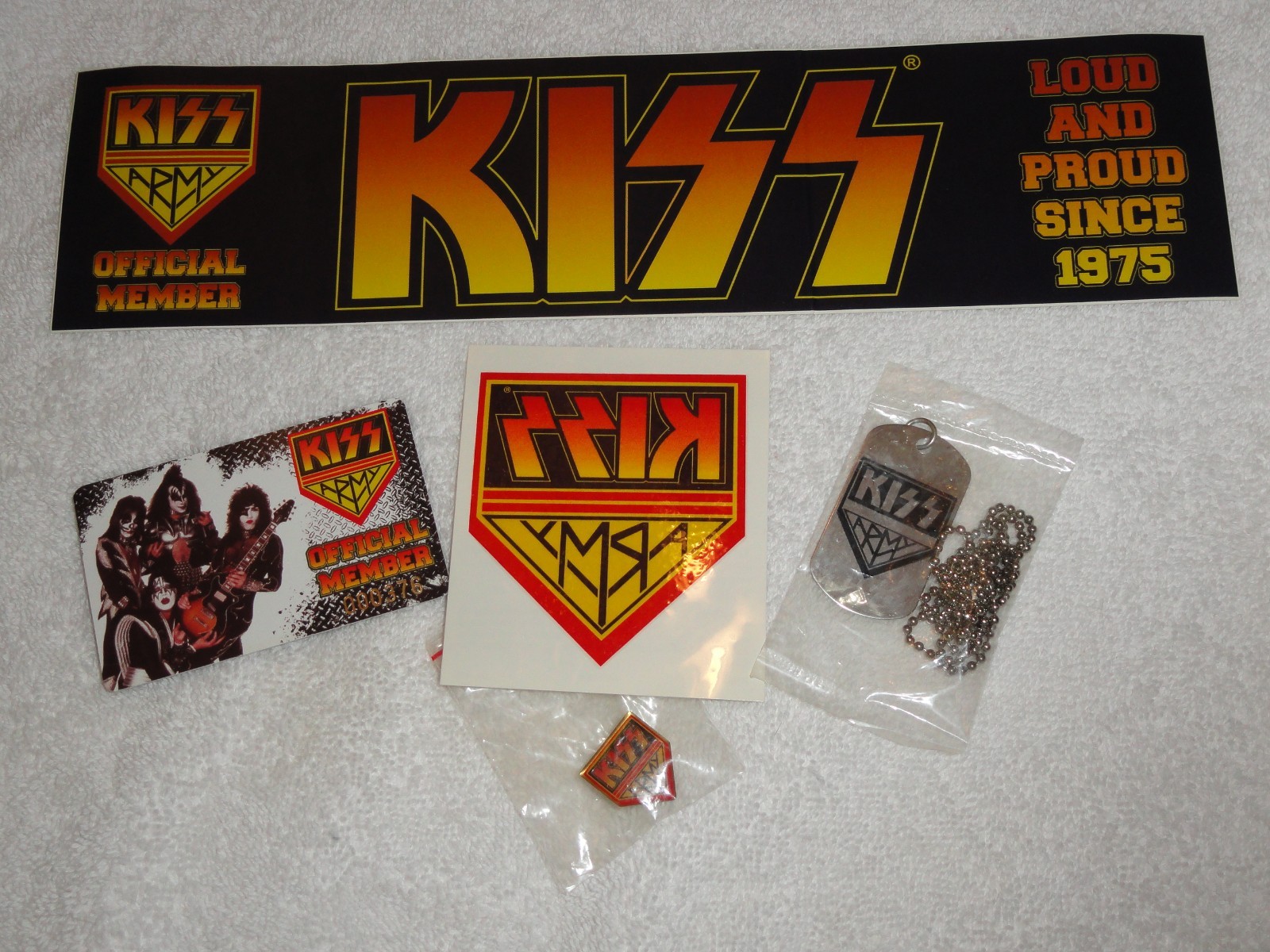 KISS Army Membership Kit Items Tattoo/Dog tags/Pin/Membership card/Sticker
