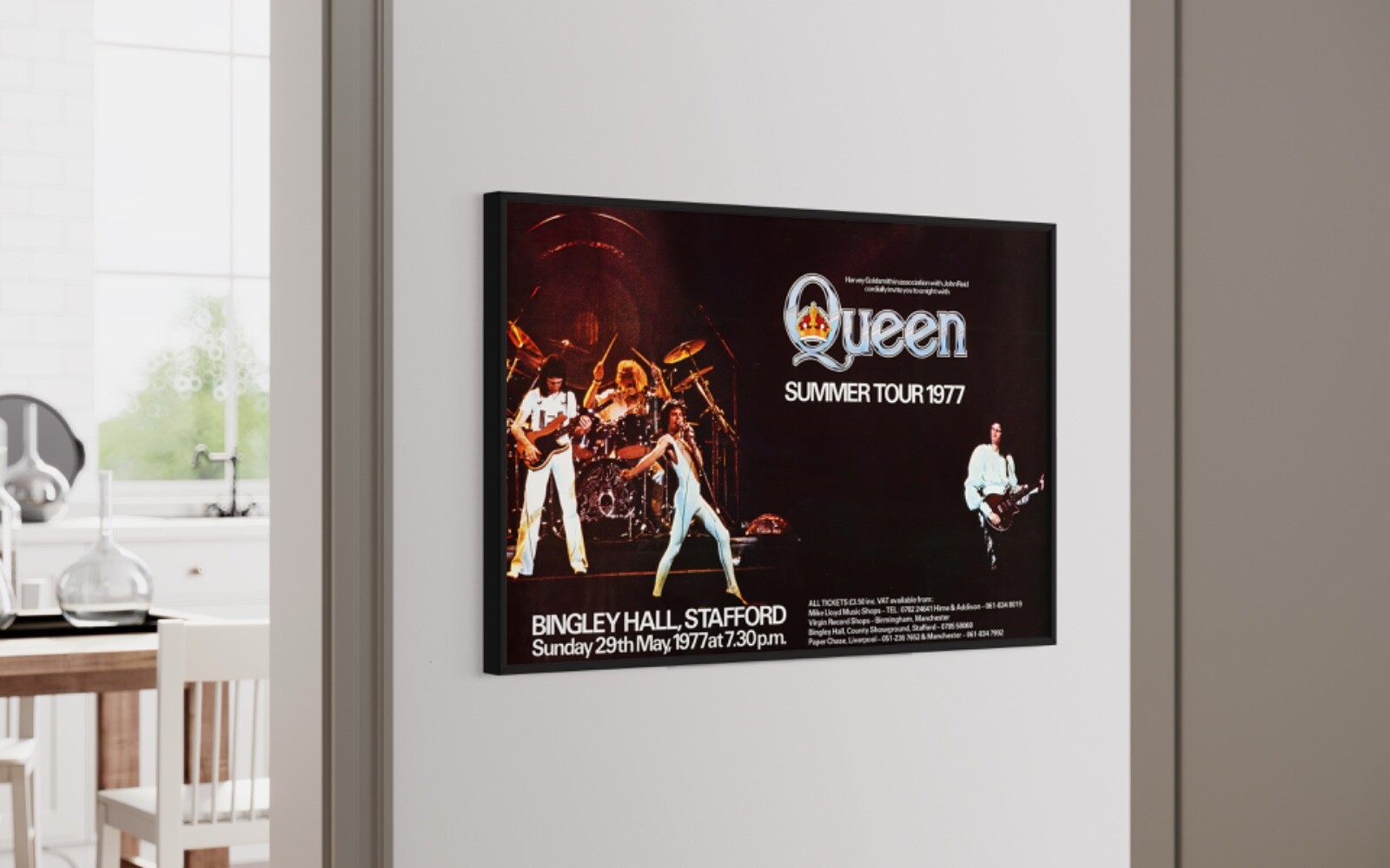 QUEEN “Summer Tour 1977″ Bingley Hall Stafford, UK Concert Poster, 25¼”x38½”