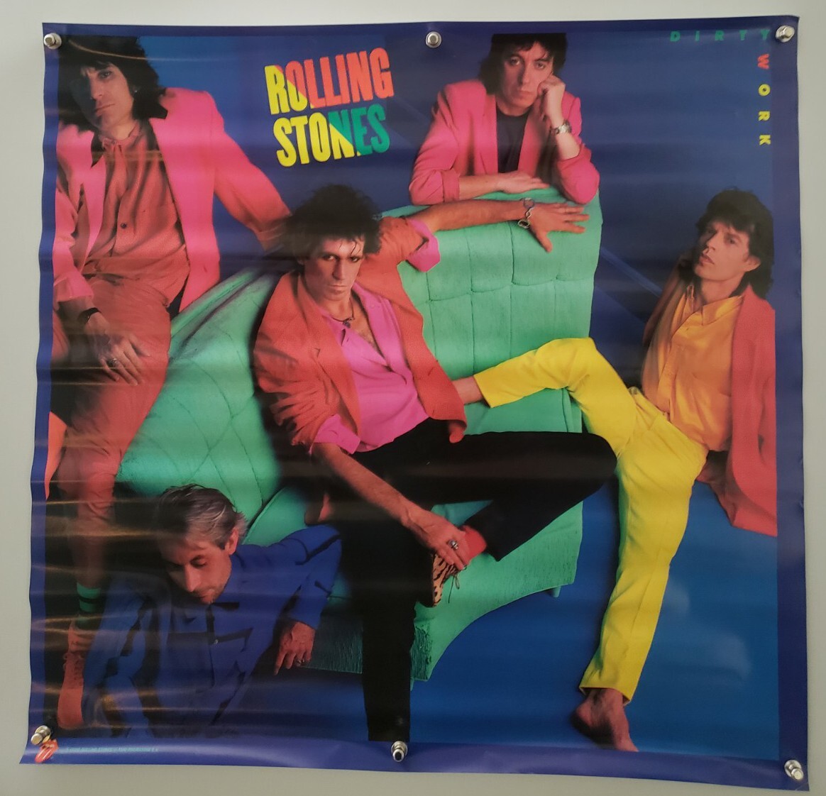 Rolling Stones Dirty Work Poster Original 1986 Vintage Rock Music Promo 23″x23″