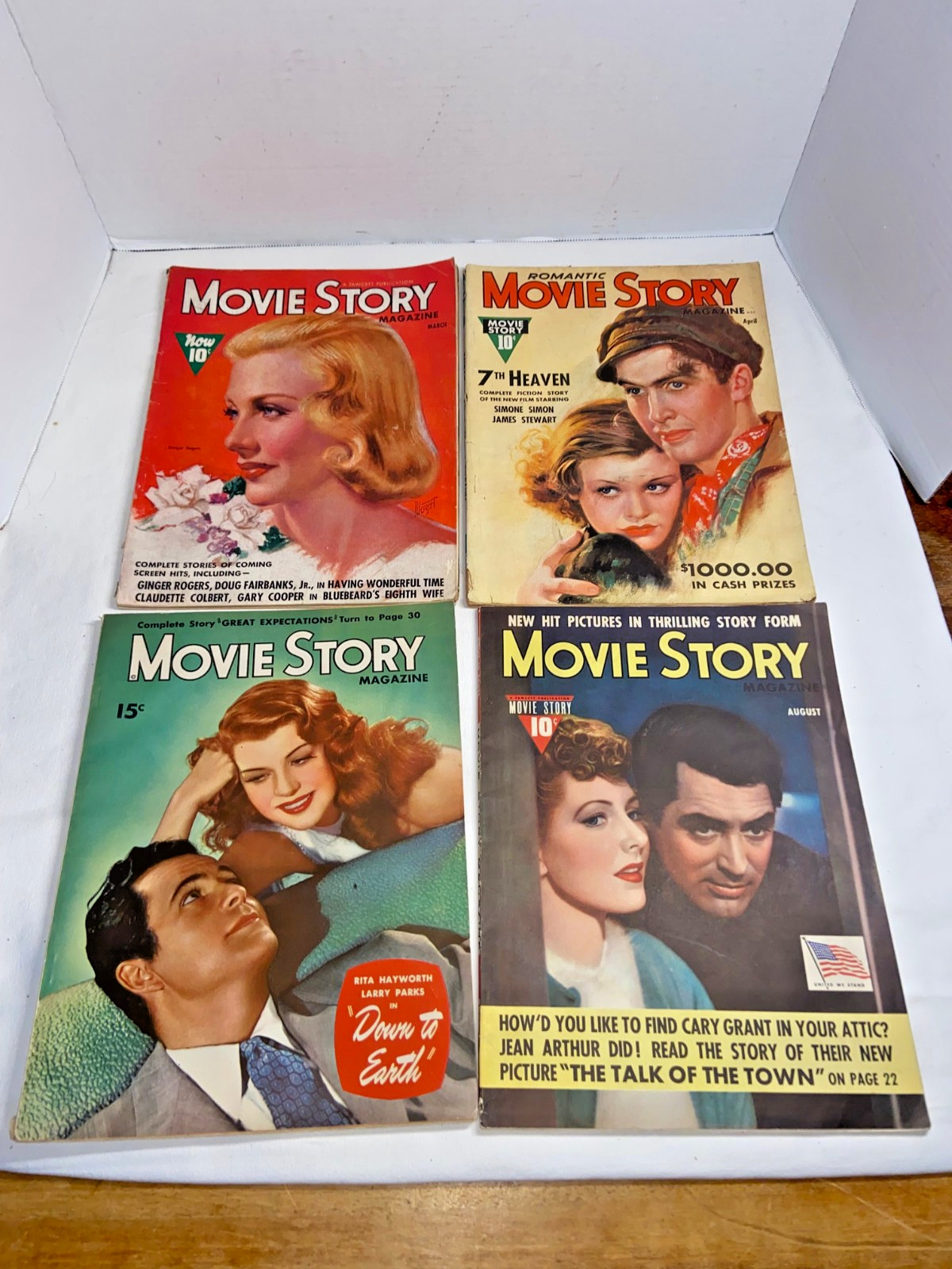 (4) Vintage 1930’s – 1940’s Movie Story Magazines: Ginger Rogers, Cary Grant