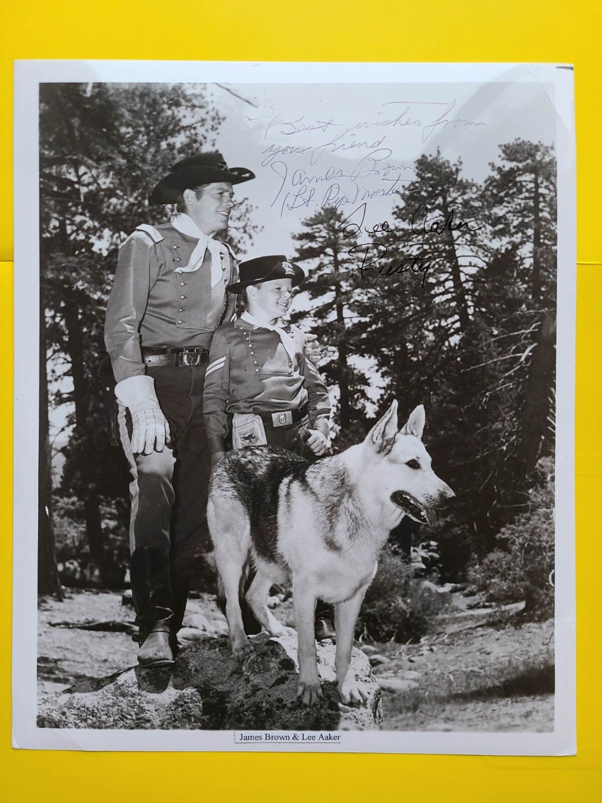 James Brown & Lee Aaker Dual Signed with Rin-Tin-Tin 8X10 inch. NO INSCRIPTION
