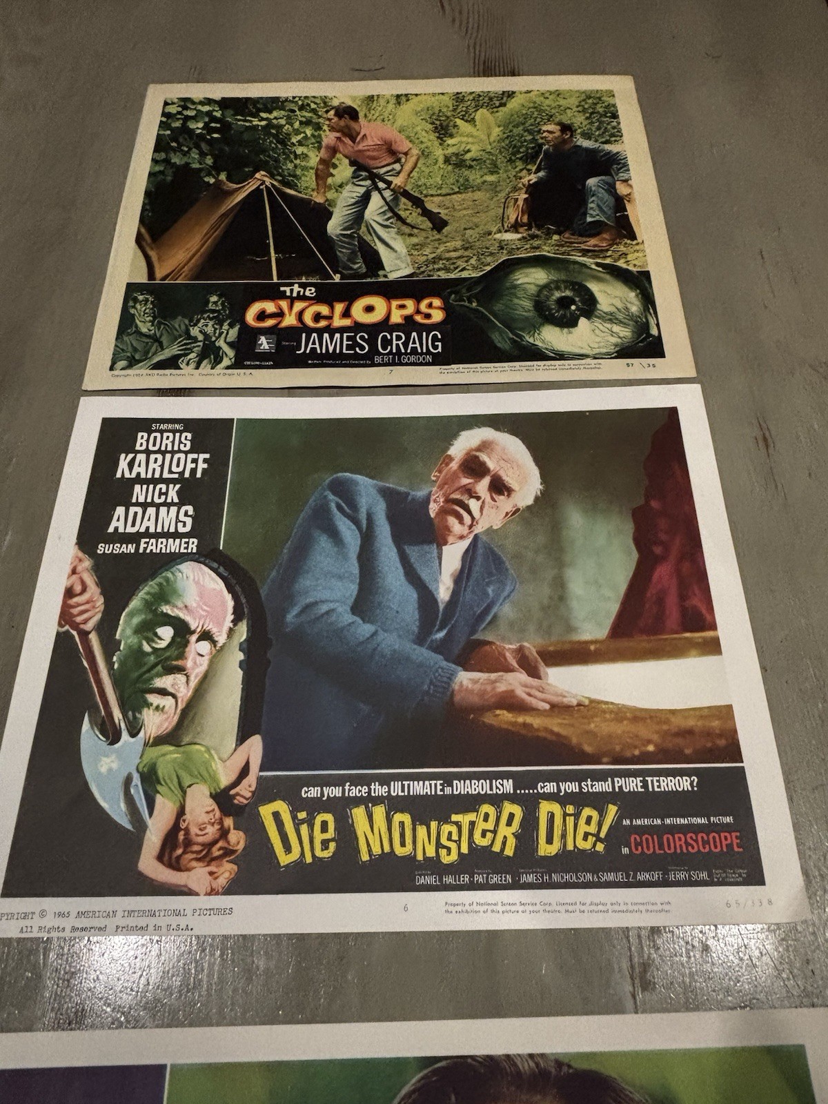 Original Lobby card lot of 3 Cult. Die Monster Die, X The Man with…,The Cyclops