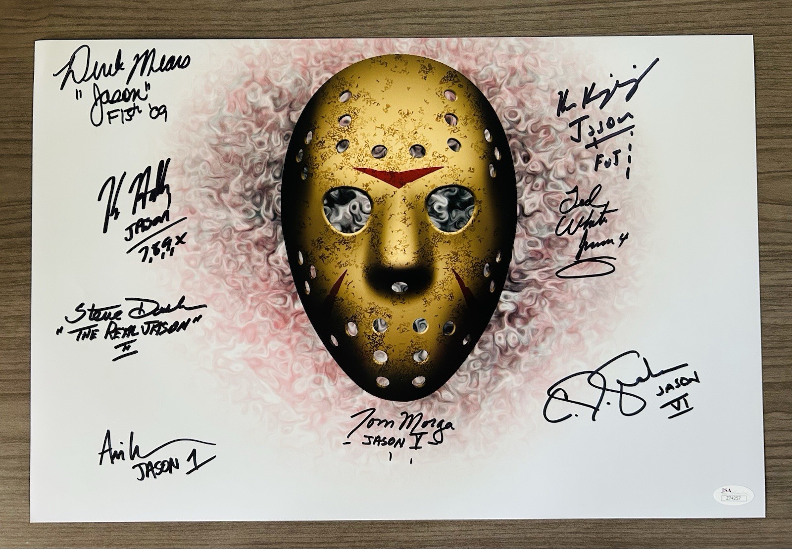 Steve Dash/ Ted White + 6 Multi Signed 12×18 Photo Jason Friday The 13th JSA