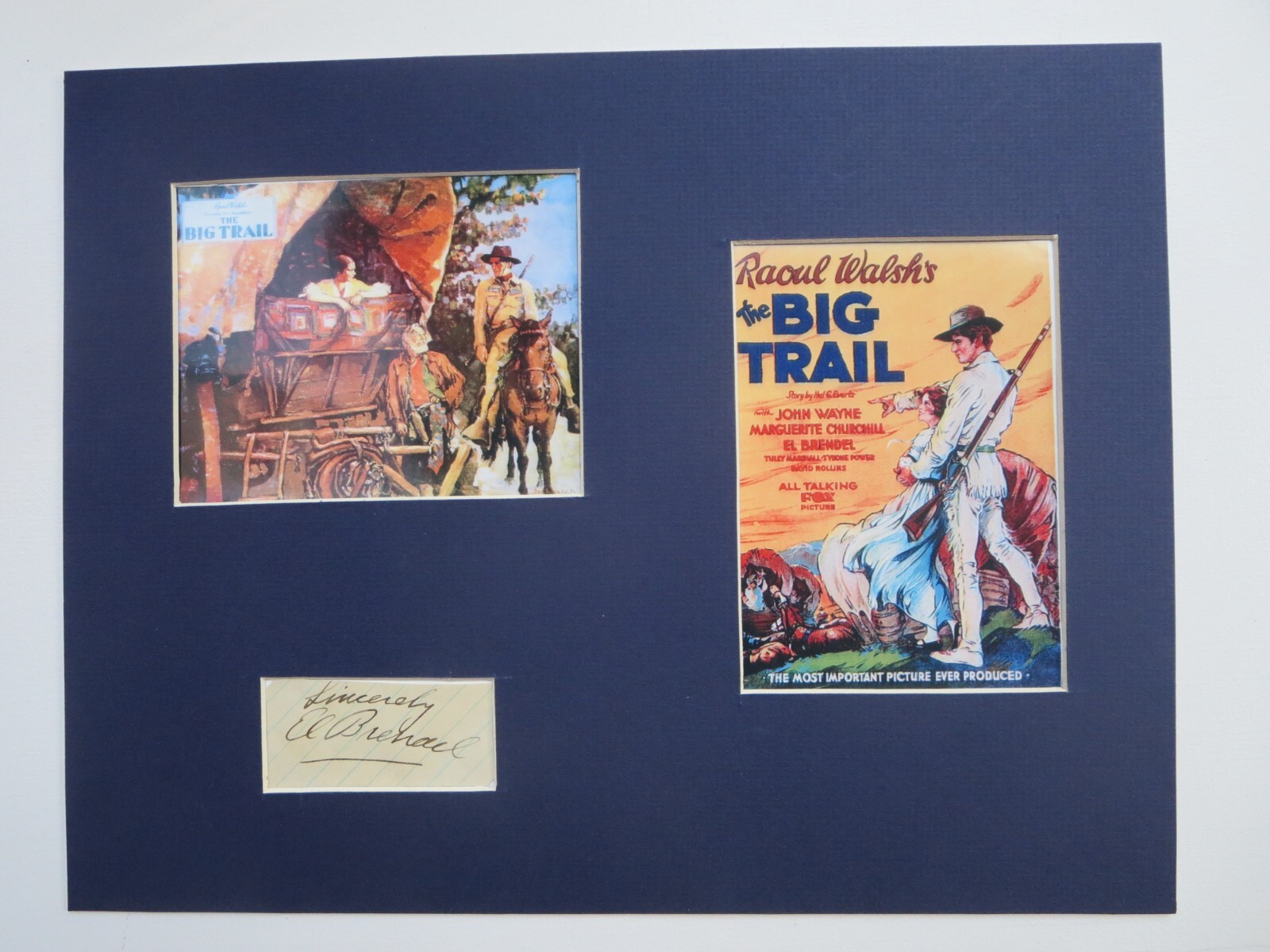 John Wayne in Raoul Walsh’s ” The Big Trail” & El Brendel autograph as Gus