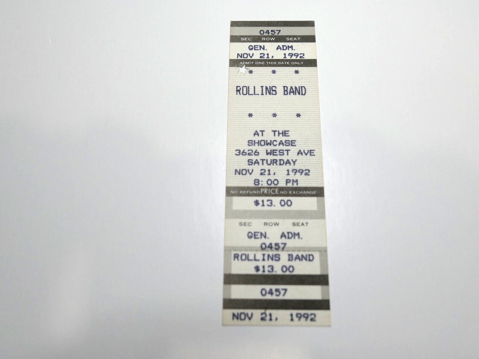 ROLLINS BAND / FULL TICKET / THE SHOWCASE / NOV. 21, 1992
