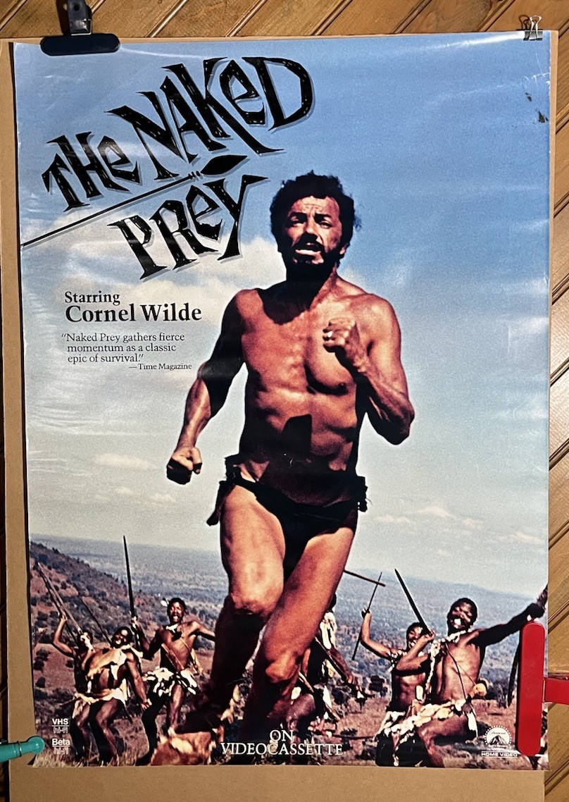 Vintage 22×32 promo poster THE NAKED PREY Paramount on videocassette (1990) READ
