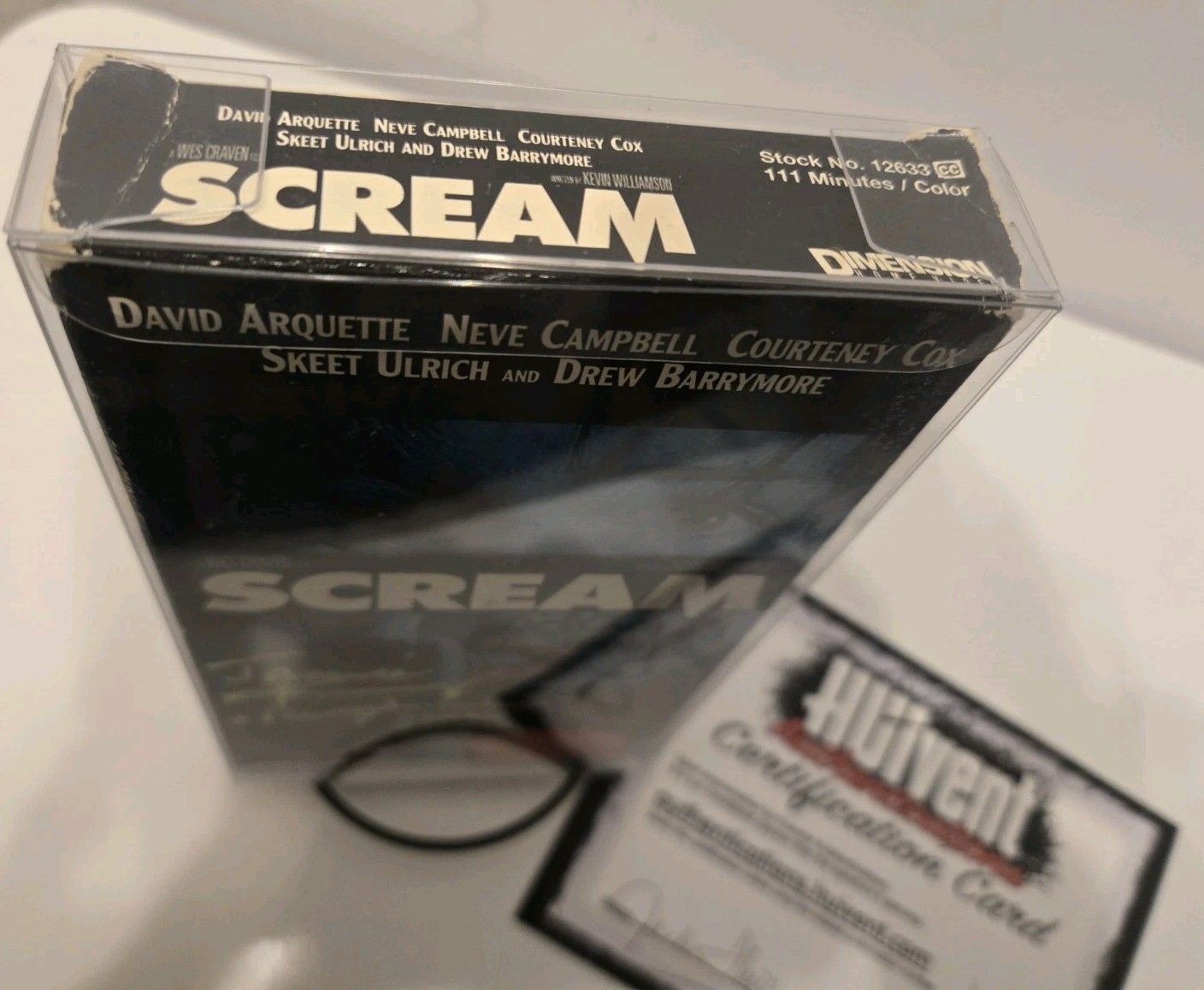 Scream 1996 VHS Dual Signed Arquette Kennedy AUTO COA Rare Neve Eyes Cover