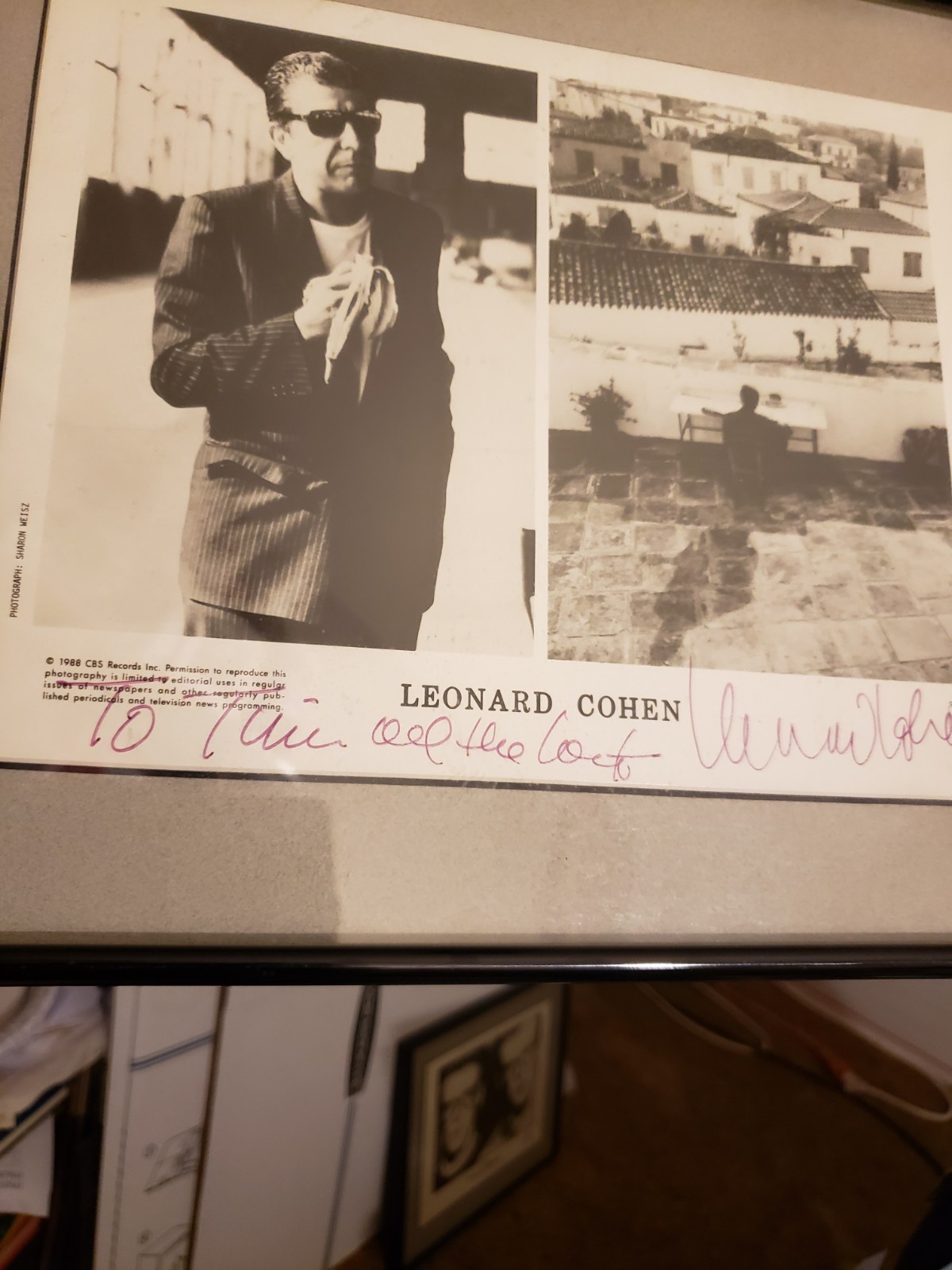 Signed Leonard Cohen 8X10 Professionally Framed And Matted Photo In Person