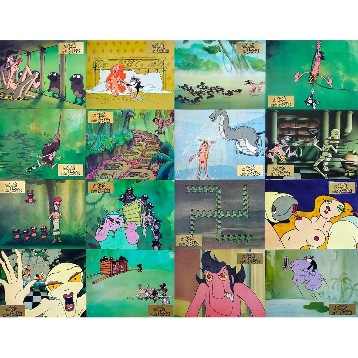 THE SHAME OF THE JUNGLE Original Lobby Cards x16 – 9×12 in. – 1975 – Picha, Bern