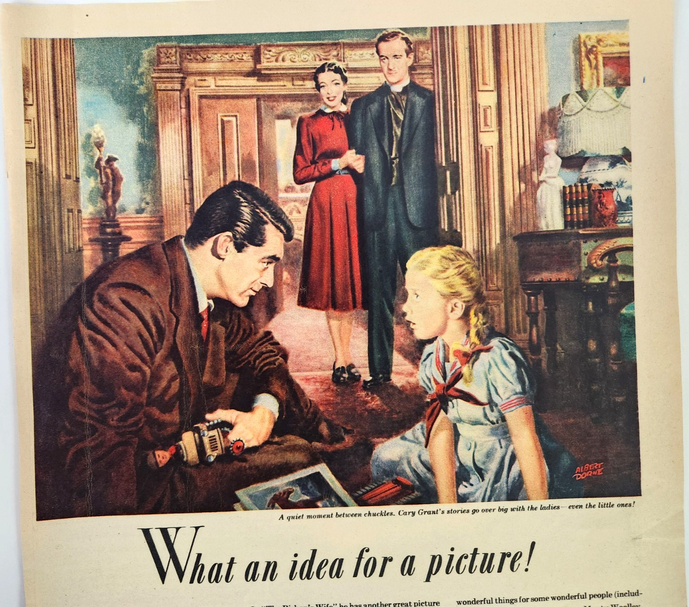 The Bishops Wife Cary Grant Young Niven Vintage 1948 Movie Ad Magazine Print