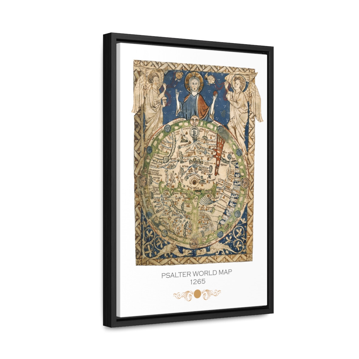 PSalter World Map 1265 Flat Earth White Gallery Canvas Wraps, Vertical Frame