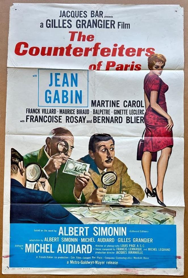 Jean Gabin Carol COUNTERFEITERS OF PARIS 1961 27×41 Org Movie Poster 3682