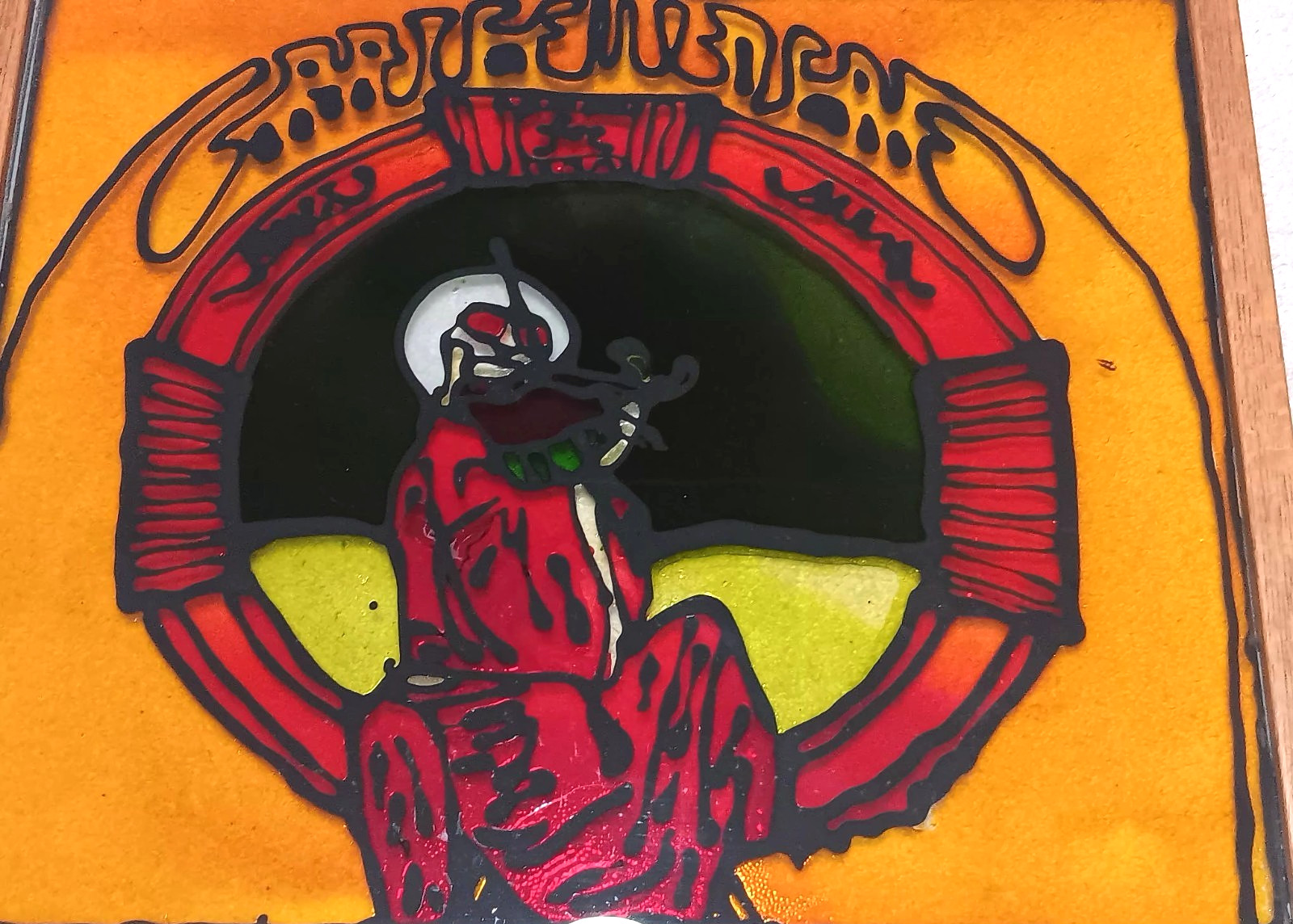 Vintage GRATEFUL DEAD Psychedelic Reverse Paint on Glass RPOG Framed Artwork