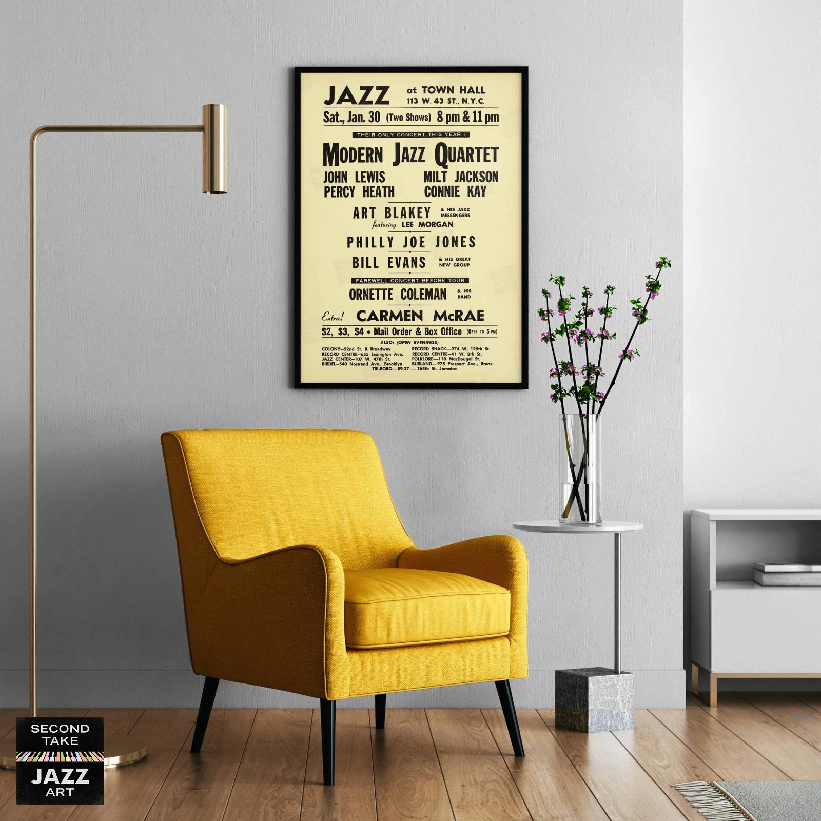 Modern Jazz Quartet – Bill Evans – Ornette Coleman poster – Town Hall – 1960