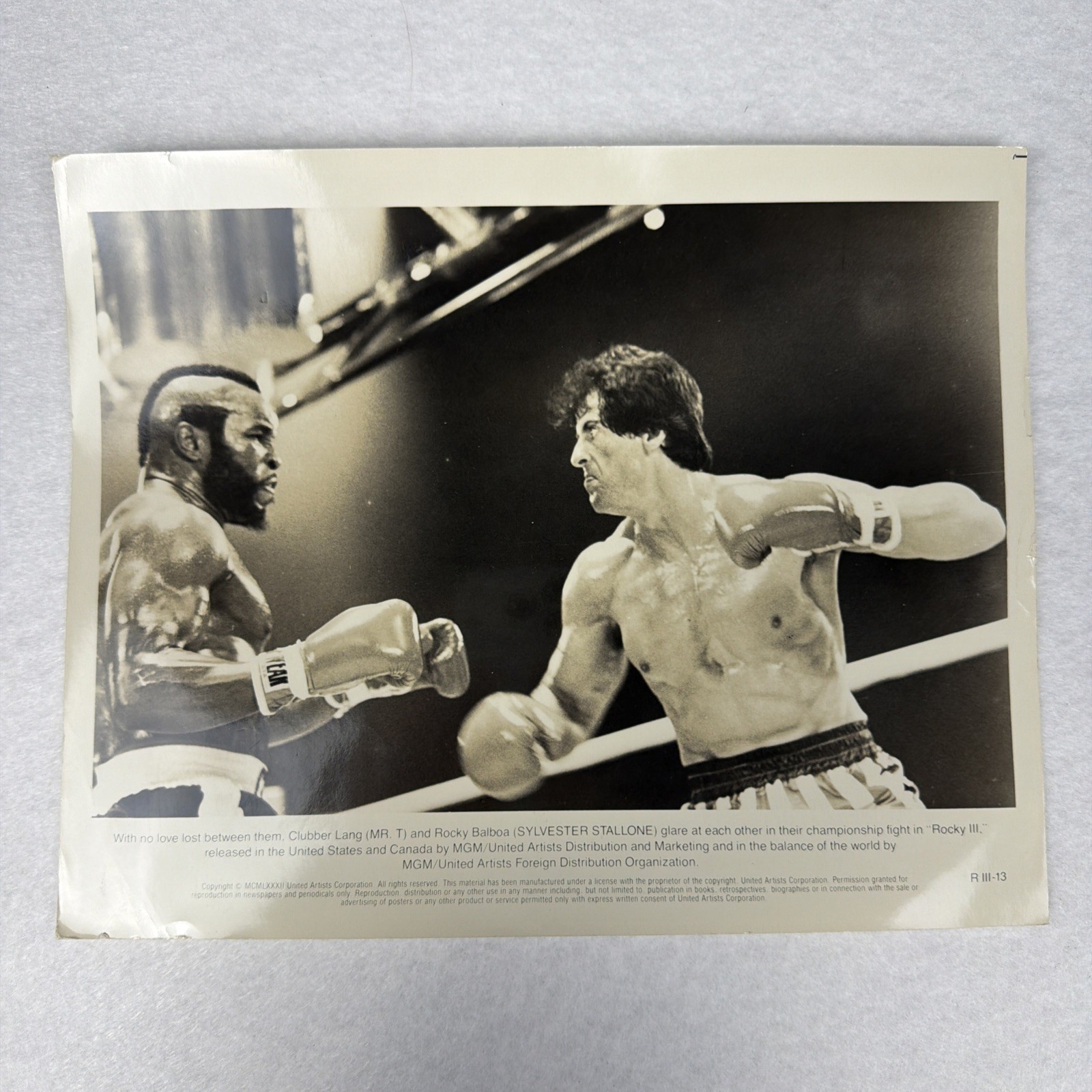 1982 Rocky III Original Movie Publicity Still Sylvester Stallone Mr. T 8×10