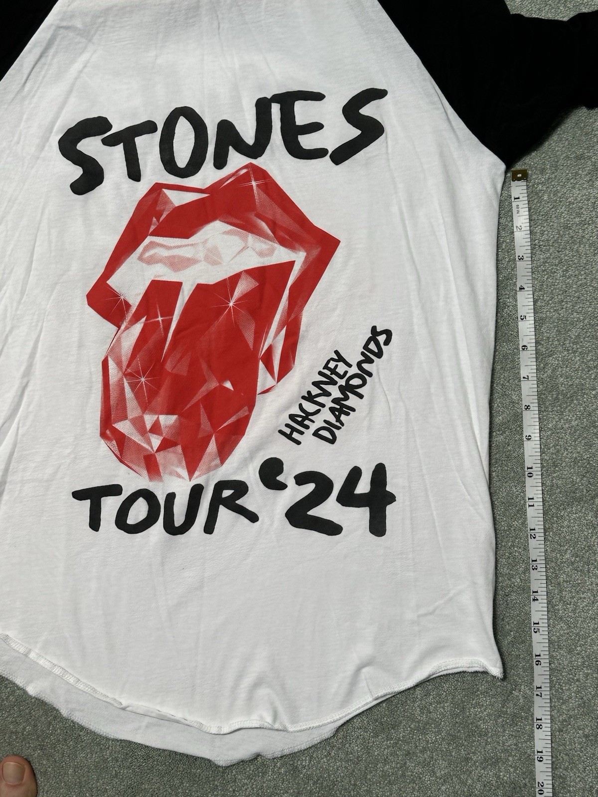 Rolling Stones Hackney Diamonds Tour ’24 White/Black Raglan 3/4 Sleeve L