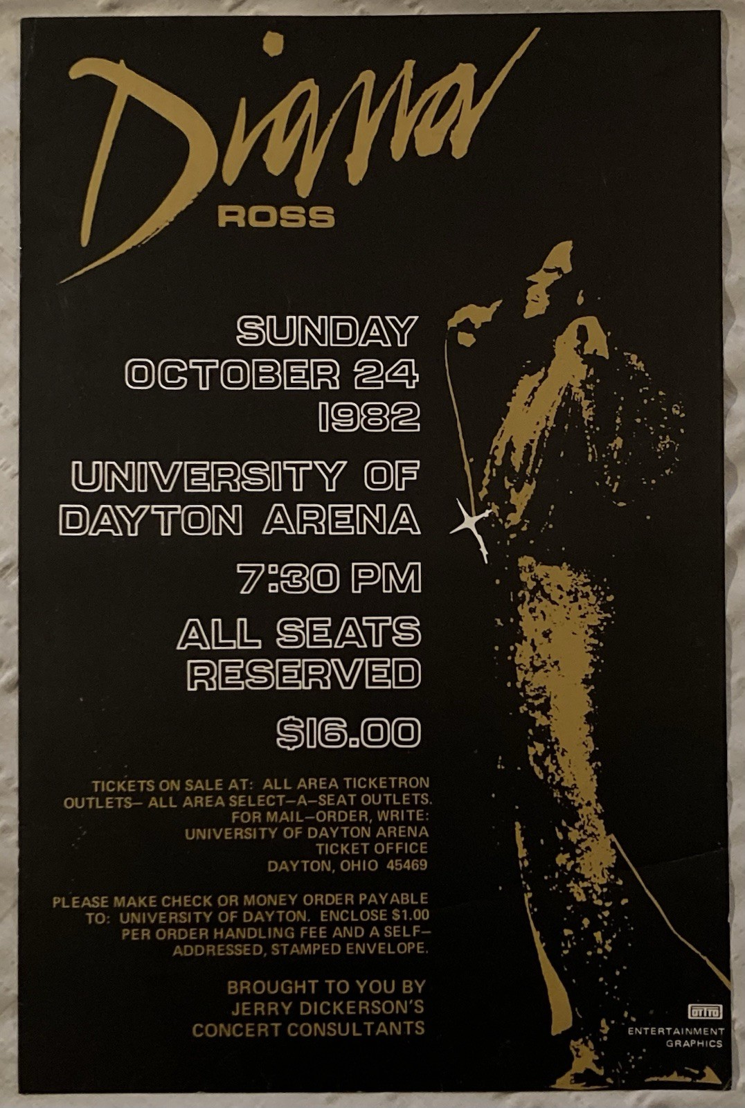 Diana Ross 1982 Heavy Stock Tour Poster Dayton Ohio
