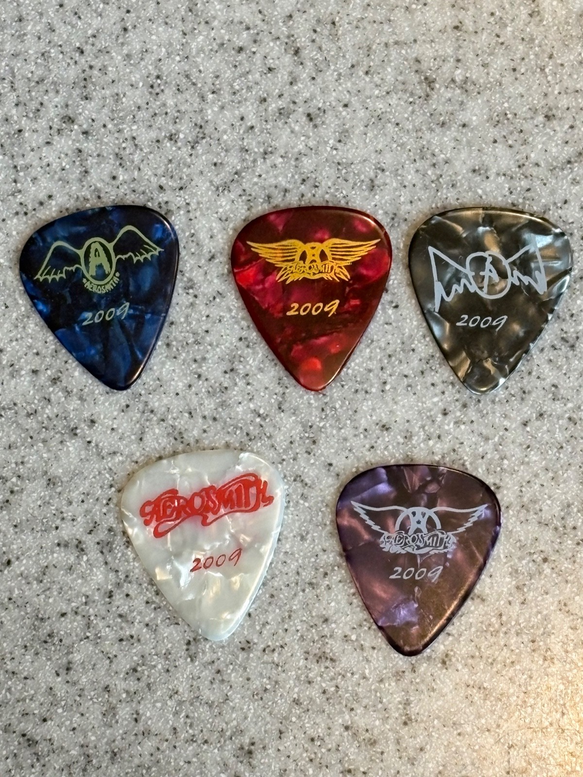 AEROSMITH 2009 Complete Set Guitar Picks Perry Whitford Hamilton Kramer Tyler