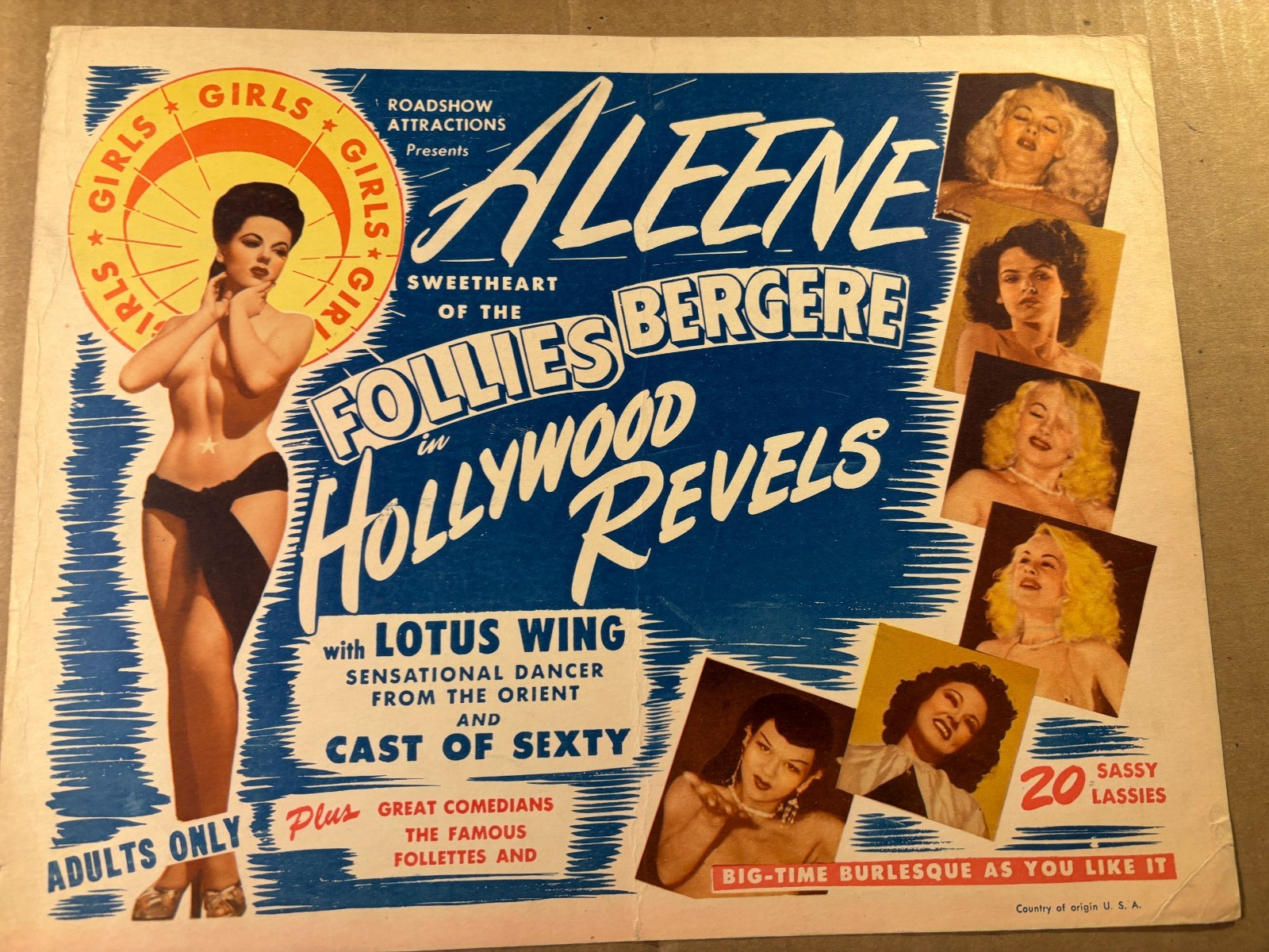 Very Rare 1946 Hollywood Revels Title Lobby Card Burlesque Aleene FolliesBergere
