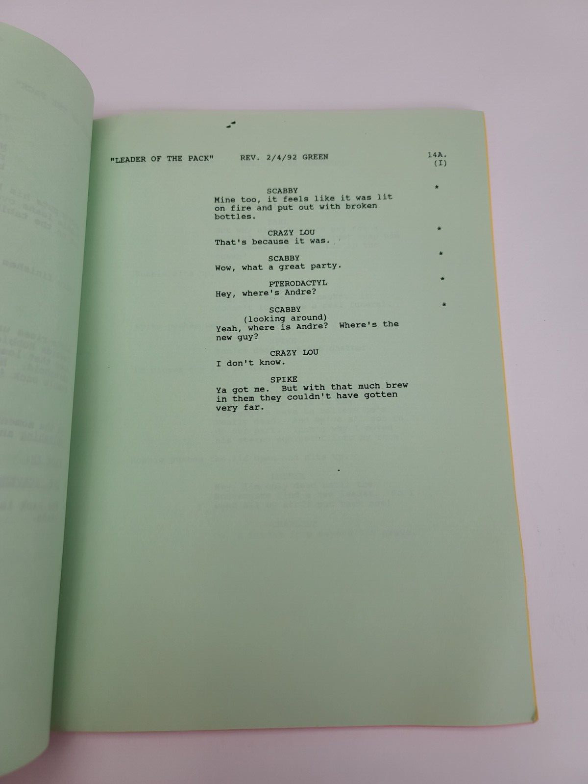DINOSAURS / Kirk Thatcher 1992 TV Script Brian & Jim Henson “Leader of the Pack”